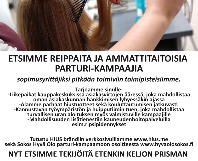 Hae mukaan HIUS Parturi-kampaamon innostavaan ja kasvavaan työtiimiin!