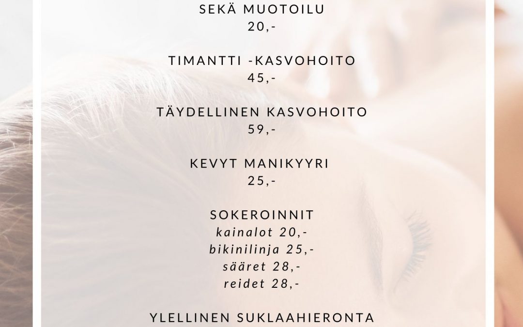 Marraskuussa opiskelijatöitä HIUS Kauneushoitolassa!